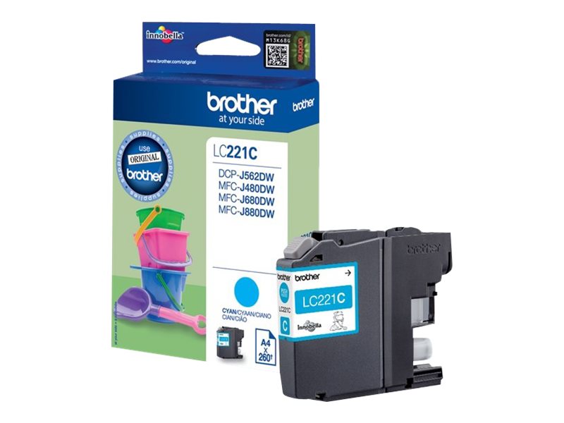 Brother Lc221c - Cyan - Original - Blækpatron - For Brother Dcp-J562dw