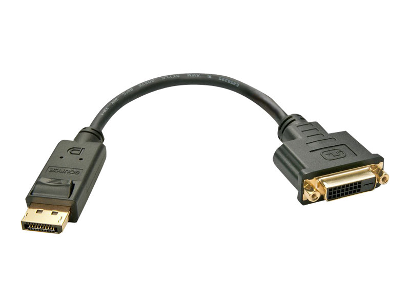 Lindy - Displayport Adapter - Displayport (Han) Til Dvi-D (Hun) - 15 Cm - Sort