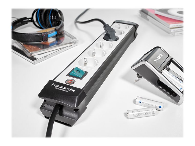 Brennenstuhl Premium-Line Extension Socket H05vv-F 3G1,5 - Stikdåse - Input: Strøm - Output-Stikforbindelser: 6 (Strøm) - 3 M Ledning - Sort, Lysegrå