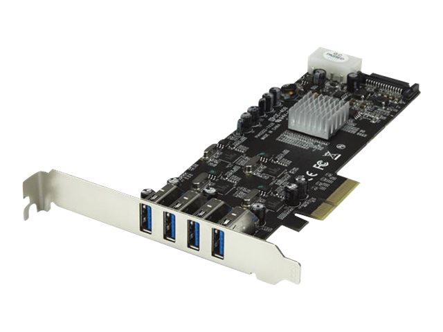 Startech.Com 4 Port Usb 3.0 Superspeed Pci Express Schnittstellenkarte Mit 4 5Gb/S Kanälen Und Uasp - Sata/Lp4 Strom, Pcie, Usb 3.2 Gen 1 (3.1 Gen 1)