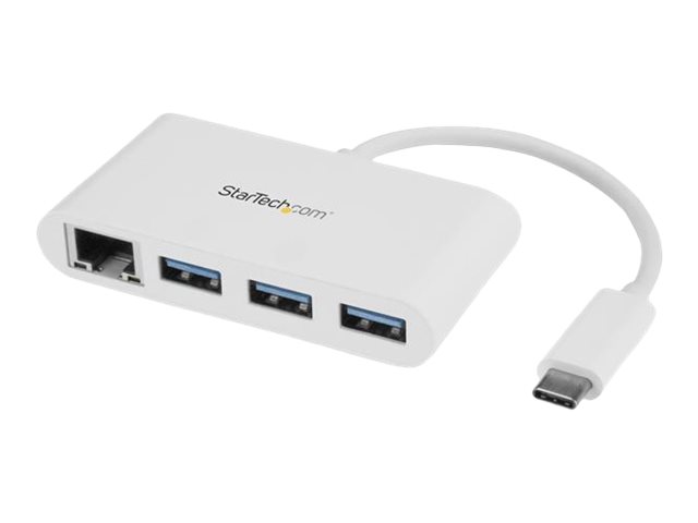 Startech.Com 3 Port Usb 3.0 Hub Plus Gigabit Ethernet - 5Gbps - Usb-C - Weiß, Kabelgebunden, Usb, Ethernet, 1000 Mbit/S, Weiß