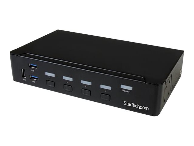 Startech.Com 4 Port Displayport Kvm Switch - Usb 3.0 Hub - 4K 30Hz, 3840 X 2160 Pixel, 4K Ultra Hd, Rack-Einbau, 18 W, Schwarz