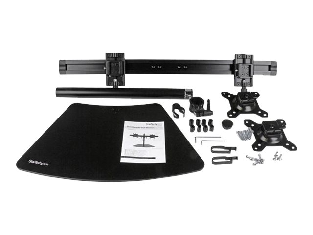 Startech Dual Monitor Mount - Supports Monitors 12" To 24" - Adjustable - Vesa Monitor Stand For Desk - Low Profile Base - Horizontal - Black (Armbar