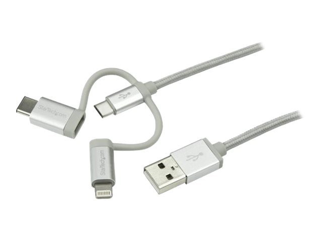 Startech.Com 1M Usb-Mehrfachladekabel - Usb Auf Micro-Usb Oder Usb-C Oder Lightning Für Iphone / Ipad / Ipod / Android - Apple Mfi-Zertifiziert - 3-I