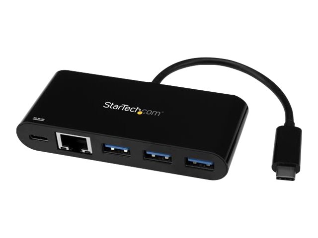 Startech.Com 3 Port Usb-C Hub Mit Gigabit Ethernet Und 60 W Stromversorgung Passthrough Laptop Aufladung - Usb-C Auf 3X Usb-A (Usb 3.0 Superspeed 5 G