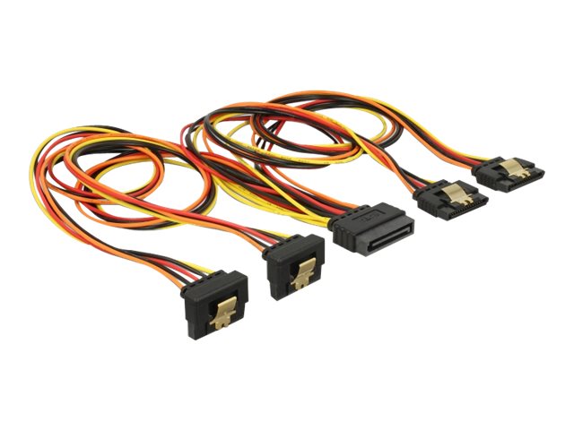 Delock - Strömdelare - SATA-ström (P) spärrad till SATA-ström (R) metallklämma - 3.3 / 5 / 12 V - 50 cm - svart, gul, röd, orange | Datortillbehör - Kablar & adaptrar - Datakablar | GameStuff