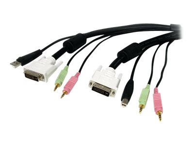 Startech.Com 1,8M 4-In-1 Usb Dvi Kvm Kabel Mit Audio Und Mikrofon, 1,8 M, Dvi-I, Schwarz, Usb, Dvi-I + Usb A + 2 X 3.5Mm, Dvi-I + Usb B + 2 X 3.5Mm