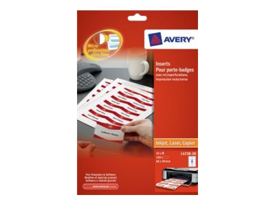 Avery Name Badges Printable inserts - Vit - 60 x 90 mm - 190 g/m² - 160 kort (20 ark x 8) namnskyltskort | Papper & Emballage - Märkning - Namnbrickor | GameStuff
