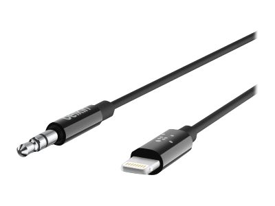 Belkin - Lightning Til Hovedtelefon-Jackstikkabel - Lightning Han Til Mini-Phone Stereo 3.5 Mm Han - 1.83 M - Sort