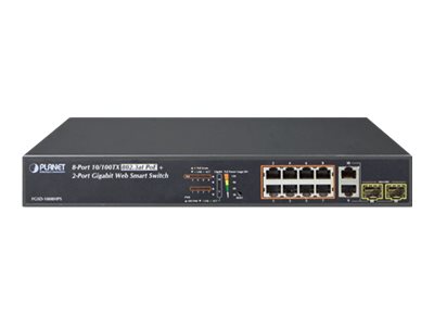 Planet Fgsd-1008Hps, Managed, Fast Ethernet (10/100), Vollduplex, Power Over Ethernet (Poe)