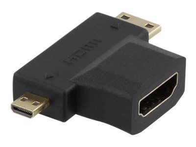 Deltaco Hdmi-22G - Hdmi-Adapter - Hdmi (Hun) Til Hdmi, Micro Hdmi (Han) - Sortieren