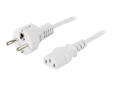Deltaco Del-111Mv - Strømkabel - Cee 7/7 (Han) Lige Til Iec 60320 C13 Lige - Ac 250 V - 10 A - 5 M - Hvid