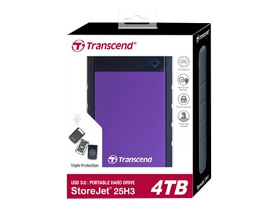 Transcend Storejet 25H3, 4 Tb, 2.5", 3.2 Gen 1 (3.1 Gen 1), Schwarz, Violett