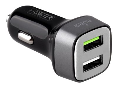Puro - Bilstrømsadapter - 2.4 A - Puro Fast Charger - 2 Output-Stikforbindelser (Usb) - Sort