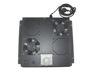 Intellinet 2-Fan Ventilation Unit for 19 Racks, Roof Mount, with Thermostat, Black - Bakke til blæser i rack - med 2 køleblæsere - AC 220/240 V - sort, RAL 9005 - 1U - 19