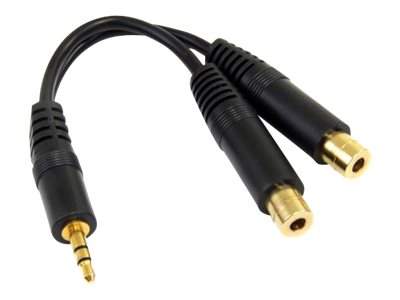 Startech.Com 15Cm Stereo Splitter Kabel - 3,5Mm Klinke Stecker Auf 2X 3,5Mm Buchse, 3.5Mm, Männlich, 2 X 3.5Mm, Weiblich, 0,15 M, Schwarz