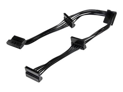 Startech.Com 4X Sata Splitter Adapterkabel, Sata 15-Pin, 4 X Sata, 0,4 M, Männlich, Weiblich, Schwarz