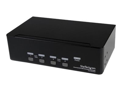 Startech.Com 4 Port Dual Dvi Usb Kvm Switch/ Umschalter Mit Audio Und Usb 2.0 Hub, 2048 X 1536 Pixel, Schwarz