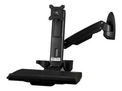 Startech Wall Mount Workstation, Articulating Full Motion Standing Desk With Ergonomic Height Adjustable Monitor & Keyboard Tray Arm, Mouse & Scanner
