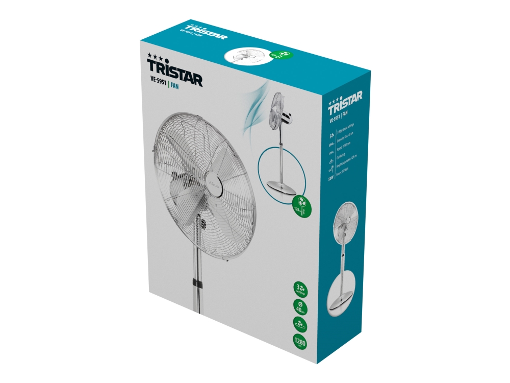 Tristar VE-5951 - Fläkt - golvstående - krom | Ventilation & Klimat - Ventilation - Fläktar | GameStuff
