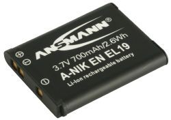 Ansmann A-Nik En El 19 - Batteri - Li-Ion - 700 Mah - For Nikon Coolpix A100, A300, S2900, S32, S33, S3700, S5300, S6800, S6900, S7000, W100, W150