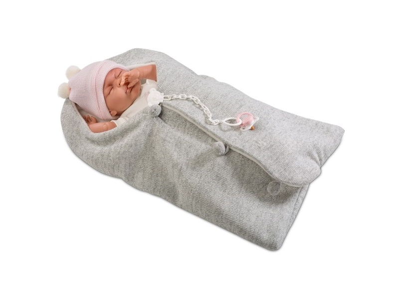 Llorens Mimi Grædende Dukke I Grå Sovepose, 40 Cm (Gxp-607949)