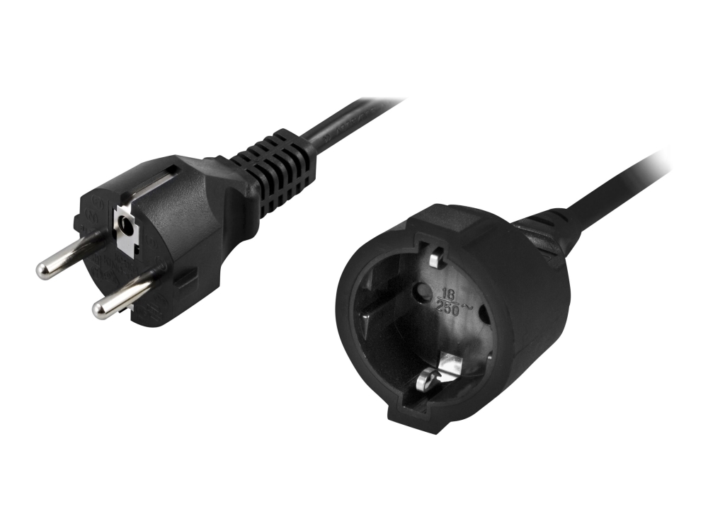 DELTACO DEL-112U - Förlängningskabel för ström - power CEE 7/7 till CEE 7/4 - 10 m - rak kontakt - svart | Datortillbehör - Kablar & adaptrar - Strömkablar | GameStuff