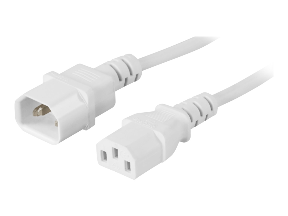 Deltaco Del-112V - Verlängerungskabel Für Strom - Iec 60320 C14 Auf Iec 60320 C13 - Ac 250 V - 10 A - 1 M - Gerader Stecker - Weiß
