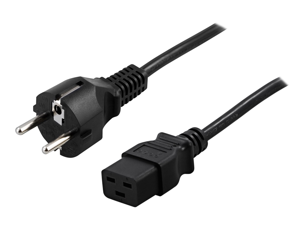 Deltaco Del-109T - Strømkabel - Power Cee 7/7 (Han) Lige Til Iec 60320 C19 Lige - Ac 250 V - 16 A - 2 M - Sort