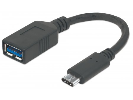 Manhattan Superspeed Usb-C Anschlusskabel, Usb 3.2, Gen1, Typ C-Stecker - Typ A-Buchse, 5 Gbit/S, 15 Cm, If-Zertifiziert, Schwarz, 0,15 M, Usb C, Usb