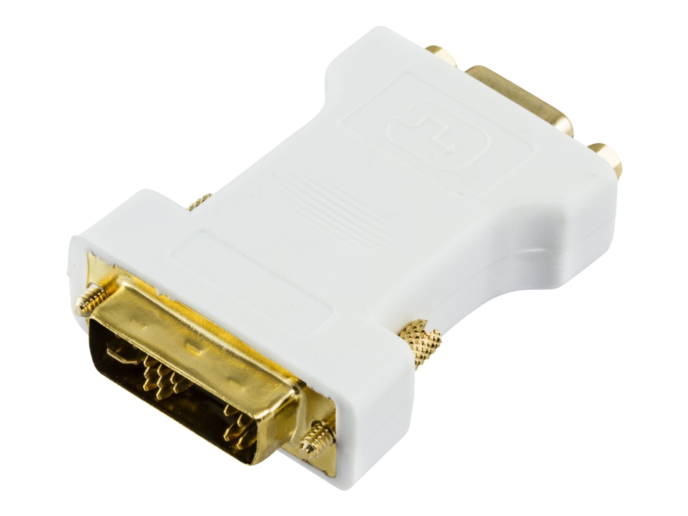 Deltaco Dvi-4A - Vga-Adapter - Dvi-A (Han) Til Hd-15 (Vga) (Hun) - Hvid
