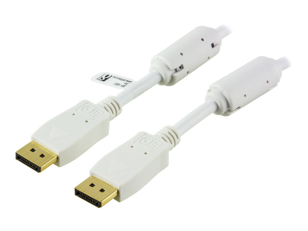 DELTACO - DisplayPort-kabel - DisplayPort (hane) till DisplayPort (hane) - 1 m - vit | Datortillbehör - Kablar & adaptrar - Videokablar & adaptrar | GameStuff