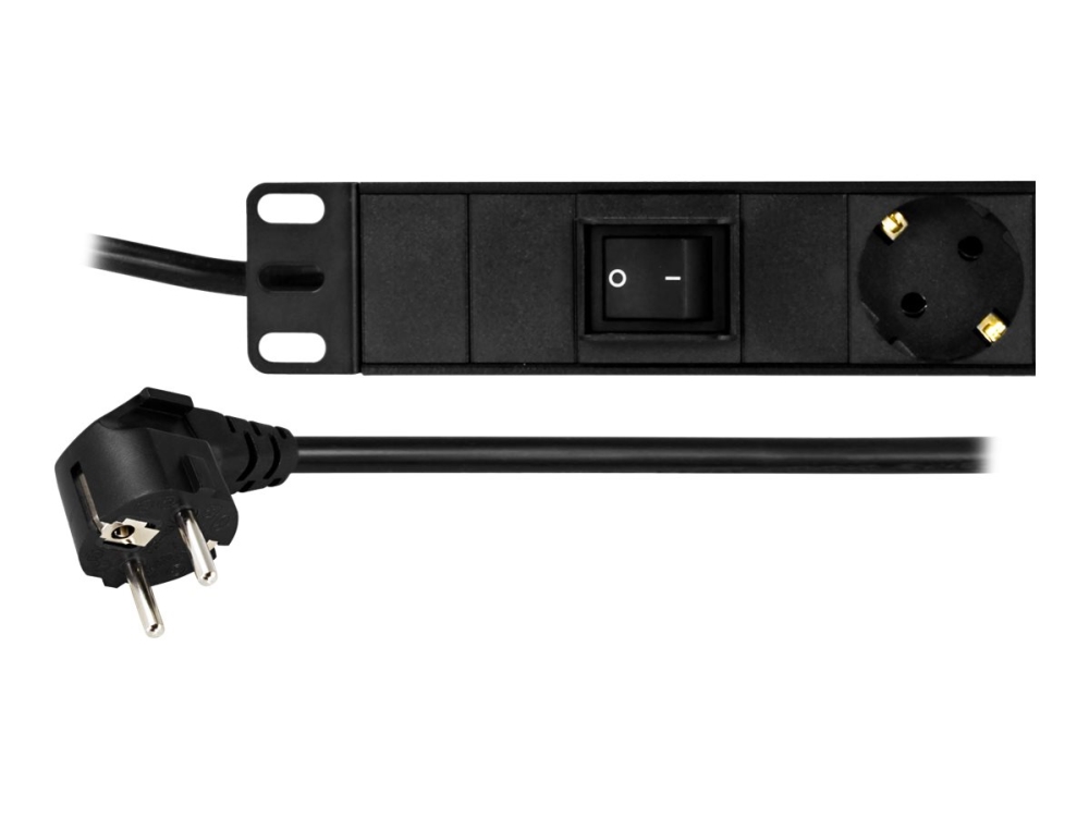 Deltaco Gt-8530 - Stikdåse (Rackversion) - Ac 250 V - Input: Power Cee 7/7 - Output-Stikforbindelser: 6 (Cee 7/4) - 1U - 19" - 3 M Ledning - Sort