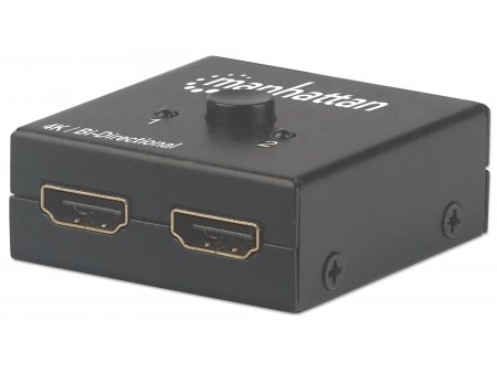 Manhattan 4K Bi-Direktionaler 2-Port Hdmi-Splitter/Switch, 4K@30Hz, Manuelle Auswahl, Passiv (Kein Netzteil Benötigt), Schwarz, Hdmi, Metall, Schwarz