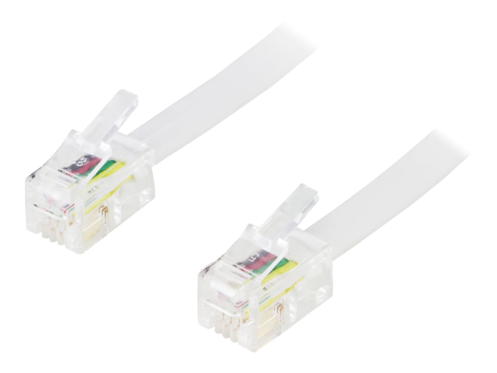 DELTACO DEL-154D - Nettverkskabel - RJ-10 (hann) til RJ-10 (hann) - 1.5 m - hvit