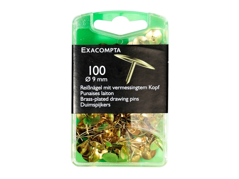 Tegnestifter Exacompta 14741E, messing, LxØ: 7 x 9 mm, 100 stk./pakke