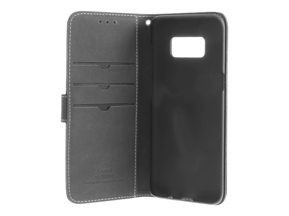 Insmat Flip Case - Flip-Hülle Für Mobiltelefon - Echtes Leder - Schwarz - Für Samsung Galaxy S8