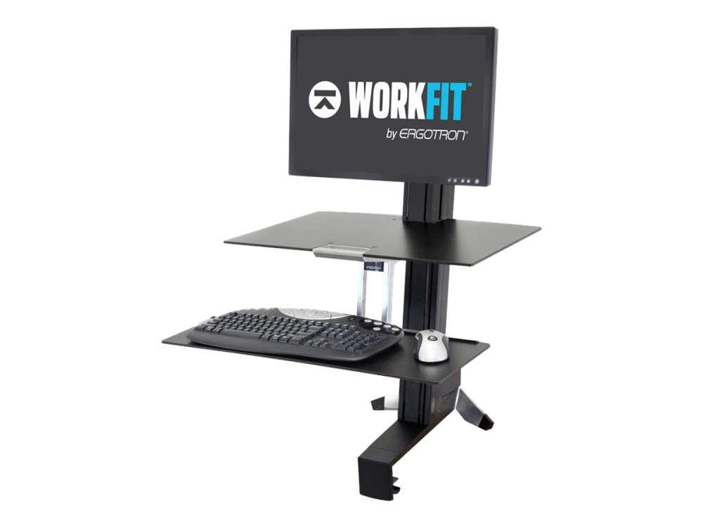 Ergotron WorkFit-S Single HD Workstation - Omvandlare till skrivbord för stående - rektangulär - aluminium, kvalitetsplast, puderbelagt stål - svart | Skrivbord för kontor | GameStuff