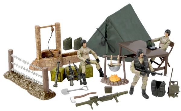 World Peacekeepers 1:18 Militær Marine Båd Inkl. 3 Actionfigurer