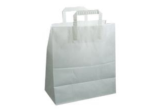 Bærepose 26 Ltr 320X170x400 Mm 80 Gr Med Hank Papir Hvid,200 Stk/Krt