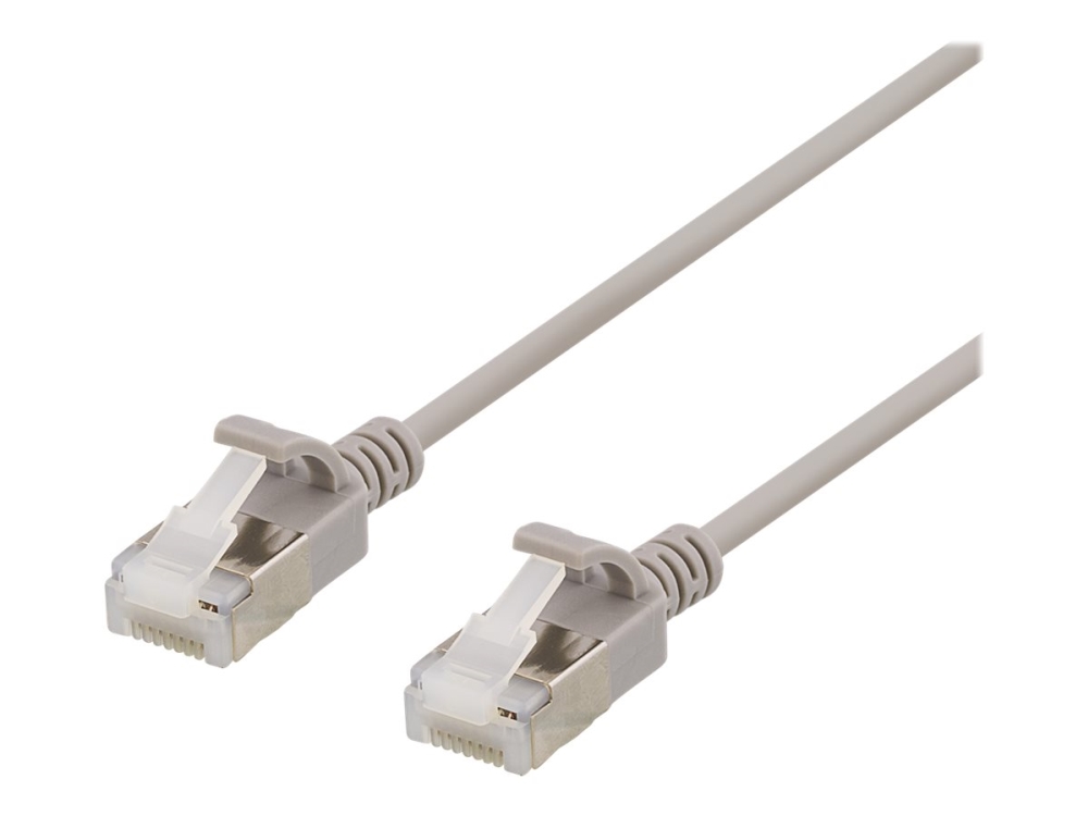 DELTACO - Patch-kabel - RJ-45 (hane) till RJ-45 (hane) - 1 m - U/FTP - CAT 6a - halogenfri, formpressad, hakfri - grå | Datortillbehör - Kablar & adaptrar - Nätverkskablar | GameStuff
