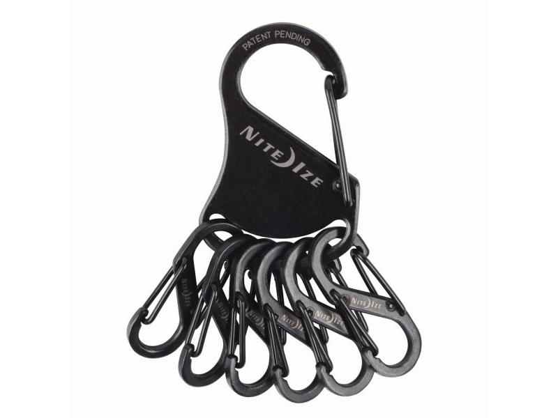 Nite Ize Keyrack Schlüsselanhänger + 6X Micro-Karabiner Aus Edelstahl Schwarz (Krs-03-01)