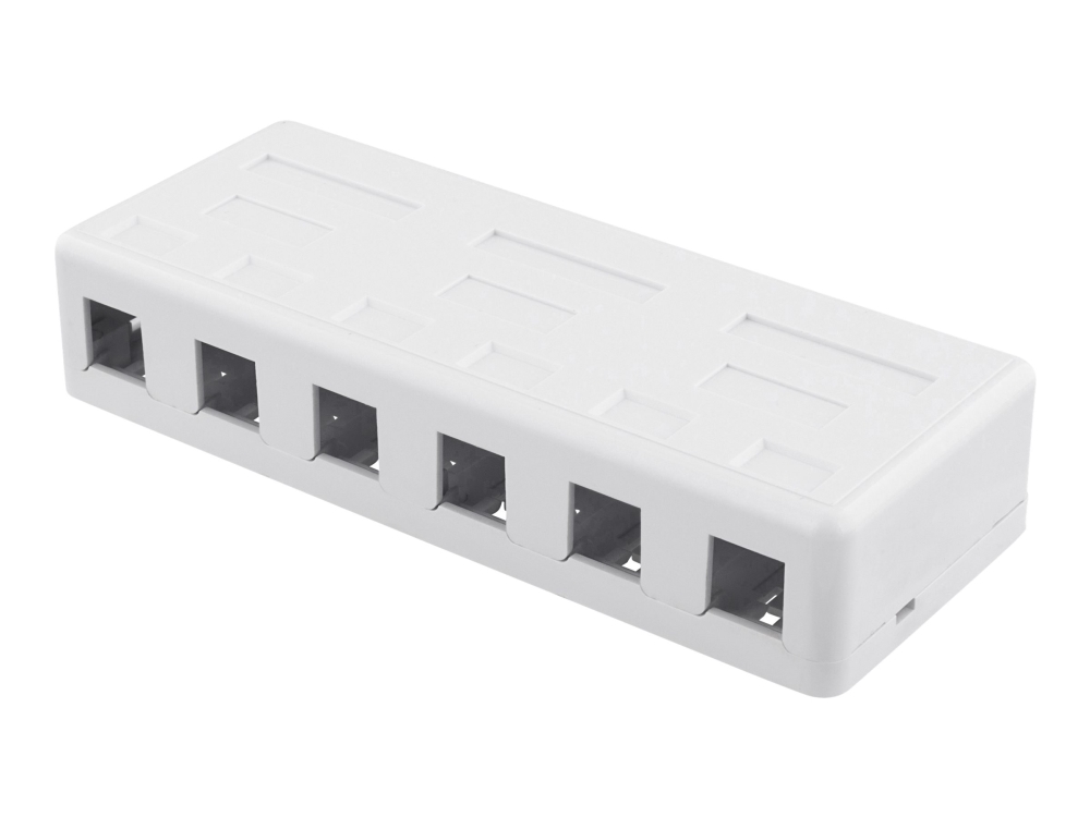 DELTACO VR-225 - Ytmonterat uttag - vit - 6 portar | Datortillbehör - Nätverk - Kopplingspanel | GameStuff