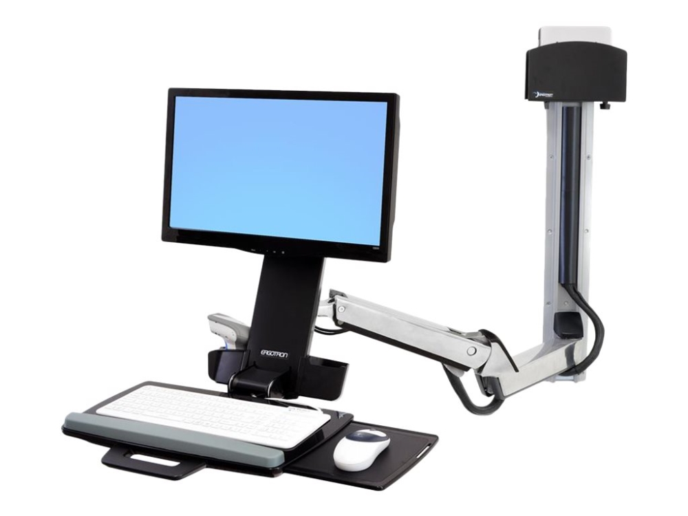 Ergotron StyleView Sit-Stand Combo Extender - Komponenter til montering (forlængerarm, væg track montering, armdækker, påsætningshardware) - for LCD-display/PC-udstyr - aluminium, højkvalitetsplastik - poleret aluminium