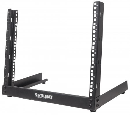 Intellinet 19" 2-Pfosten Desktop-Laborgestell, 8 He, Flatpack, Schwarz, Freistehendes Gestell, 8U, 2,8 Kg, Schwarz