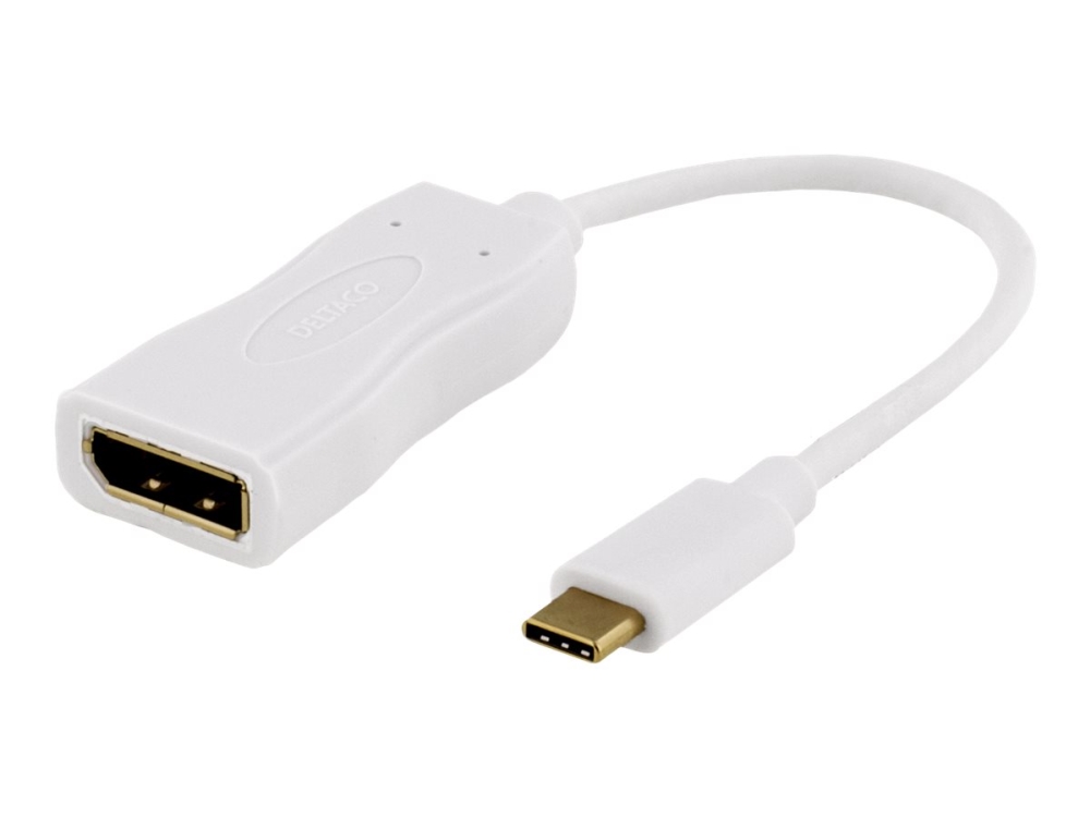 DELTACO USBC-DP1 - Extern videoadapter - USB-C 3.1 - DisplayPort - vit | Datorkomponenter - Grafikkort & Tilbehör - USB-grafikkort | GameStuff