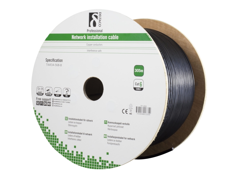 Deltaco Tp-49G - Bulkkabel - Ftp - Cat 6 - Halogenfri, Udendørs, Solid - Sort