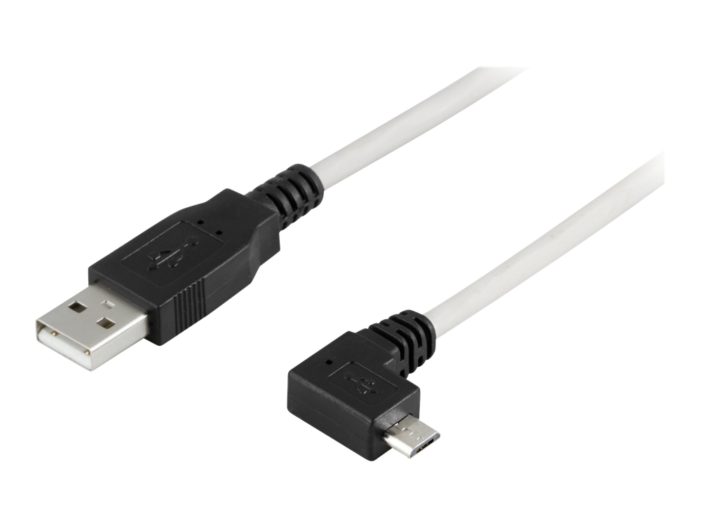 slå Far skranke DELTACO - USB-kabel - USB (han) til Micro-USB Type B (han) - 2 m - 90°  stikforbindelse - grå