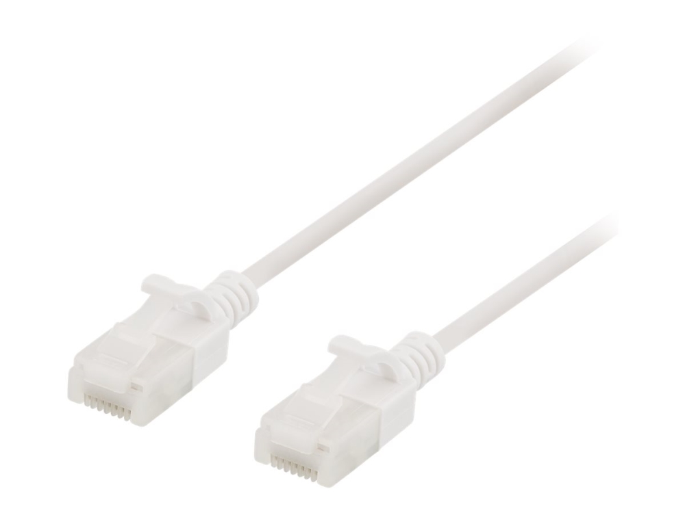 DELTACO - Patchkabel - RJ-45 (han) til RJ-45 (han) - UTP - CAT 6a - halogenfri, formet, knastfri - hvid