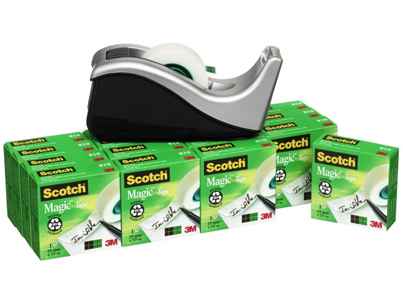 Tejp 3M Scotch® C60 Tejpdispenser Silver + 16 Lådor Scotch® Magic™ Tejp 19 Mm X 33 M